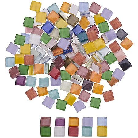 Arricraft 280pcs Colorful Mosaic Tiles Square Glass Mosaic Pieces Chips for DIY Crafts, Plates, Picture Frames, Flowerpots, Handmade Jewelry
