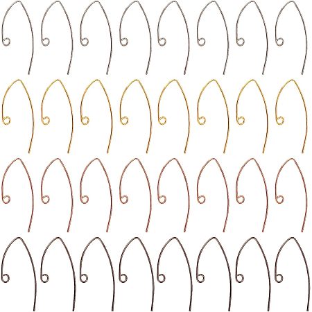 SUPERFINDINGS 80Pcs Brass Earring Hooks 4 Colors Lever Back Earwires with Loop 29x15mm Ear Wire Connector Fish Hook Earrings Supplies Findings for Jewelry Making, Hole: 2mm, Pin: 0.6mm