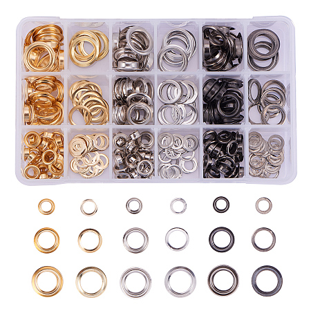 PandaHall Elite 180 Sets Grommet Eyelets Leather Rivet Repair Fasteners 1/4 2/5 1/2 Inch for Canvas Clothes and Leather DIY Craft 3 Colors