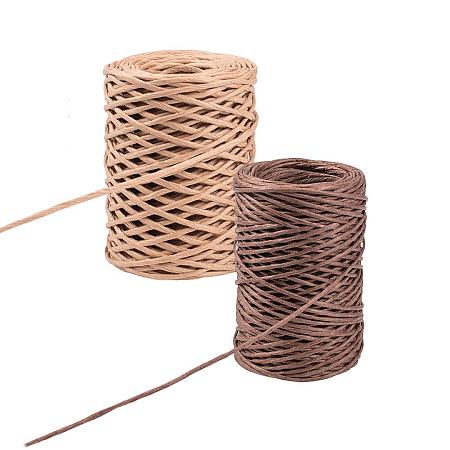 PandaHall Elite 108 Yards 2mm Floral Bind Wire Wrapping Wire Handmade Iron Wire Paper Rattan for Flower Bouquets (Peru & Coconut Brown, 54 Yards Each roll)