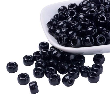 NBEADS 1900pcs/500g Black Acrylic Pony Beads, Opaque Large Hole Barrel Spacer Beads fit Snake Chain Bracelet Jewelry Making