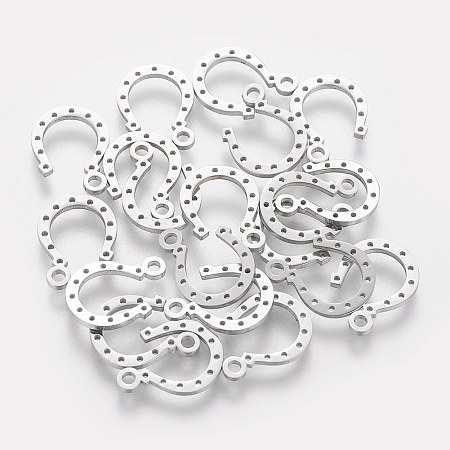 DICOSMETIC 20Pcs 201 Stainless Steel Charms, Horseshoe, Stainless Steel Color, 13.5x9.7x1mm, Hole: 1.5mm
