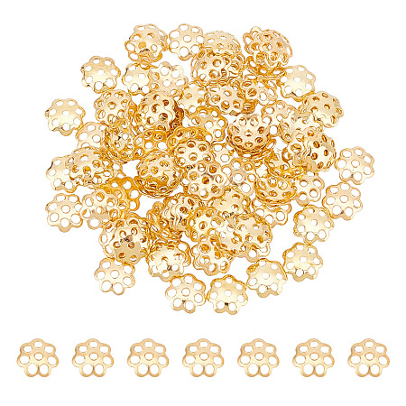 UNICRAFTALE 100Pcs 304 Stainless Steel Flower Bead Caps Golden Bead End Caps Filigree Spacer Bead Bracelets Necklaces Bead Caps for DIY Earrings Jewellery Making Supplies Hole 0.8mm