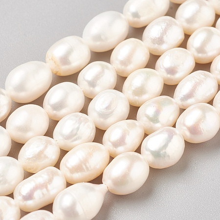 ARRICRAFT Oval Natural Cultured Freshwater Pearl Beads Strands, Antique White, 8~14x5~8mm, Hole: 0.8mm, about 38~40pcs/strand, 13.7 inches