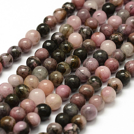 ARRICRAFT Natural Rhodonite Beads Strands, Round, 8mm, Hole: 1mm, about 47pcs/strand, 15.3 inches