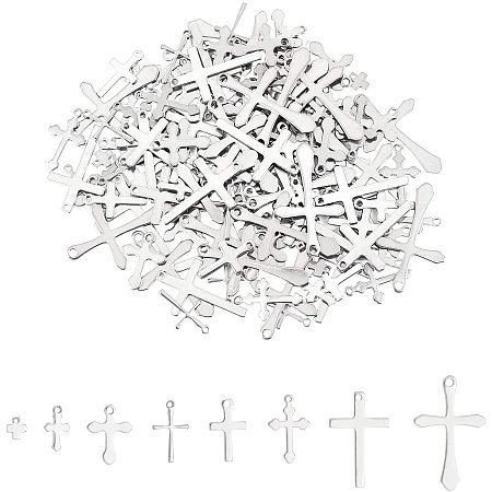Unicraftale 304 Stainless Steel Pendants, Cross, Stainless Steel Color, 68x52x11mm; 160pcs/box
