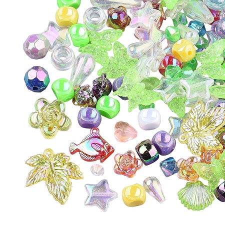 Arricraft Opaque Acrylic Beads & Pendants, Mixed Shapes, Mixed Color, 4~29x4~20.5x4~9mm, Hole: 0.8~4mm