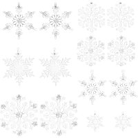 Acrylic Transparent Pendants, Snowflake, for Christmas, Clear, 45x78x5mm, Hole: 2.5mm; 14pcs/set