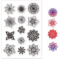 GLOBLELAND Mandala Flowers Silicone Clear Stamps Flowers Transparent Stamp for Christmas Birthday Thanksgiving Cards Making DIY Scrapbooking Photo Album Decoration Paper Craft