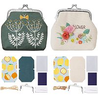 WADORN 2 Sets DIY Coin Purse Embroidery Making Kit, Embroidery Kiss Clasp Pouch Sewing Material Handmade Cross Stitch Needlepoint Kit Change Purse Making All Supplies, 3.5x3.1 Inch