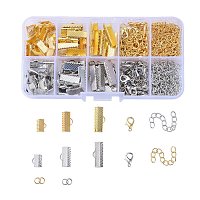 Honeyhandy DIY Jewelry Sets, with Iron Ribbon Ends, Zinc Alloy Lobster Claw Clasps, Iron Open Jump Rings and Iron Chain Extender, Mixed Color, 13x6.7x2.15cm