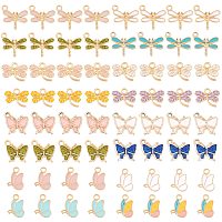 NBEADS 64 Pcs Dragonfly & Butterfly Charms, 4 Style Alloy Enamel Pendants Gold Plated Butterfly Dangle Charms for Keychain Necklace Bracelet Earring DIY Jewelry Making
