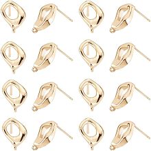 Arricraft 10 Pairs Twisted Rhombus Shape Earring Posts, 14K Gold Jewelry Making Earrings Studs Geometric Hoop Earrings for DIY Drop Earrings Jewelry Craft Making