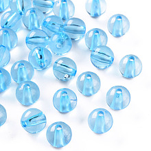 Honeyhandy Transparent Acrylic Beads, Round, Light Sky Blue, 10x9mm, Hole: 2mm, about 940pcs/500g