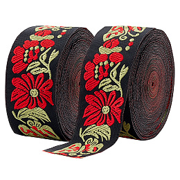 PandaHall Elite 14.8 Yards Floral Jacquard Ribbon, 36895 inch(33mm) Vintage Emobridered Woven Ribbon Boho Fabric Sewing Ribbon Persian Floral Fringe Trim for Ramadan Clothing Embellishment Decoration