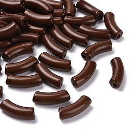 Honeyhandy Opaque Acrylic Beads, Curved Tube, Coconut Brown, 34.5x13x11mm, Hole: 3.5mm, about 155pcs/500g