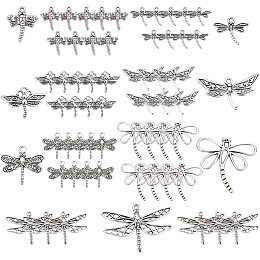 SUNNYCLUE 1 Box 70Pcs 7 Style Dragonfly Charms Bulk Butterfly Pendants Flying Animal Insect Stainless Steel Charm for DIY Jewelry Making Bracelets Necklaces Crafts Supplies, Silver