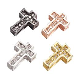 10pcs Brass Cubic Zirconia Cross Beads for Jewelry Making CZ Curved Cross  Spacer Beads Gold or Silver Color Approximate Size 14x9x4mm 