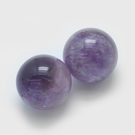 Arricraft Natural Amethyst Half Drilled Beads, Round, 10mm, Half Hole: 1mm