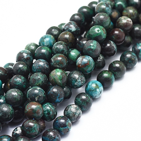 Arricraft Natural Chrysocolla Azurite Beads Strands, Round, 8mm, Hole: 1mm, about 49pcs/strand, 16 inches(40cm)