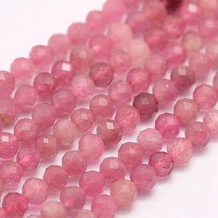 ARRICRAFT Natural Tourmaline Beads Strands, Grade A, Faceted, Round, 3mm, Hole: 0.5mm, about 132pcs/strand, 15.7 inches(40cm)