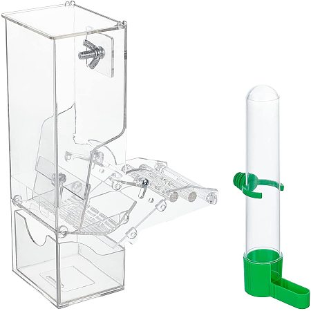 AHANDMAKER Feeder and Drinker Set, Automatic Bird Feeder with Bird Water Bottle, Bird Water Feeder, Automatic Feeder Pet Supplies for Small and Medium Parrots Parakeets Cockatiels Lovebirds