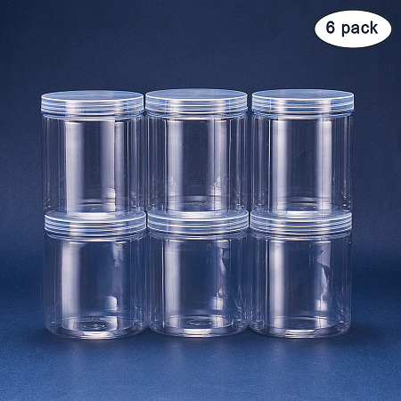 BENECREAT 6 Pack Transparent Slime Storage Favor Jars Wide-Mouth Containers Lids DIY Slime, Ingredients, Party Favors Other Crafts (3.85 x 4.48 Inch)