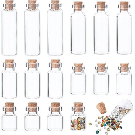 PandaHall Elite 5 Sizes Mini Glass Bottles, 30pcs Decorative Wish Bottles Glass Jar with Cork Stopper 3.5ml 4ml 6ml 8ml Tiny Clear Message Vials Storage Container for Wedding Party Favors Jewelry Making