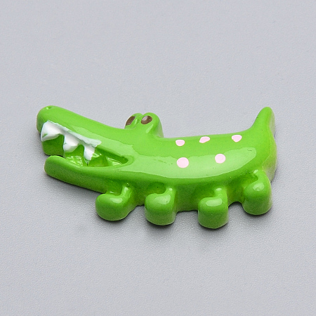 Honeyhandy Resin Cabochons, Crocodile/Alligator Shaped, Lime, 28x16x5.5mm