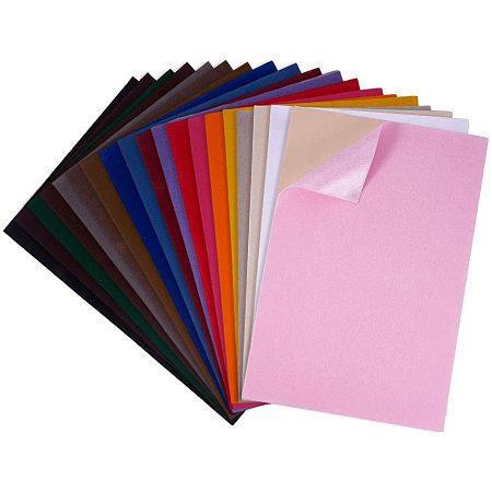 BENECREAT 19PCS Mixed Color Velvet Fabric Sticky Back Adhesive Back Sheets, A4 Sheet (8.3