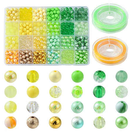 Honeyhandy DIY Stretch Bracelet Making Kit, Including Round Acrylic & Plastic Imitation Pearl Beads, Elastic Thread, Mixed Color, Beads: 7.5~8x7~8mm, Hole: 1~2mm, 600Pcs/set