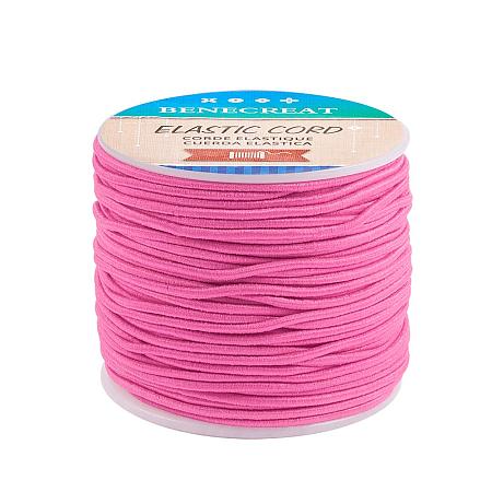 BENECREAT 2mm 55 Yards Elastic Cord Beading Stretch Thread Fabric Crafting Cord for Jewelry Craft Making (HotPink)