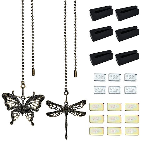 NBEADS Ceiling Fan Blade Balancing Kit, Fan Weight Balancing Kit Include 6 Pcs Plastic Balancing Clip 6 Pcs Self-Adhesive 5GM Iron Weights 9 Pcs 3GM Weights, with 1 Set Butterfly Zinc Alloy Pendant