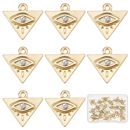 SUNNYCLUE 1 Box 22Pcs Triangle Charms 18K Gold Plated Evil Eye Charms Bulk Rhinestone Geometric Charm Gold Plated Charms for Jewelry Making Earring Necklace Bracelet Supplies DIY Craft Adult Women