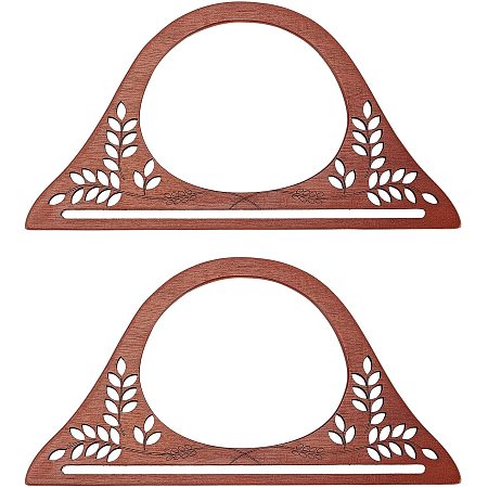CHGCRAFT 2pcs Wooden Bag Handle Classic Pattern Replacement Handle Handmade Bag Purse Making Handles for Handbag Crafting Coconut Brown 9.8x5.28x0.18inch