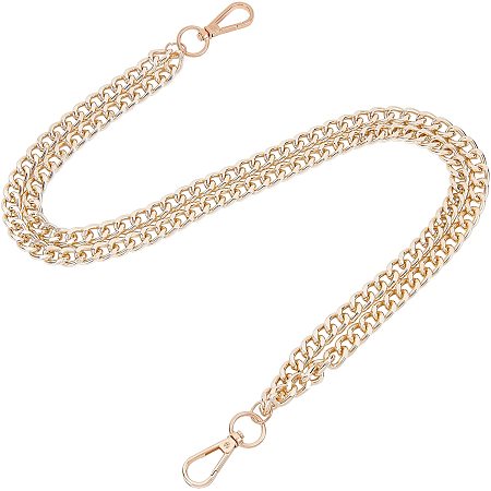 ARRICRAFT 27.6 inch Metal Flat Chain Strap Aluminum Cross Body Chains Purse Chain Strap Double-Layer Handbag Chain Shoulder Strap Replacement with Metal Buckles Purse Making Supplies