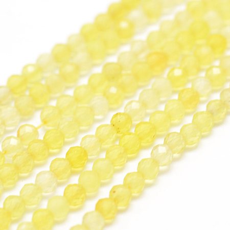 Arricraft Natural Yellow Agate Beads Strands, Faceted, Round, Dyed & Heated, 3mm, Hole: 0.5~0.6mm, about 144~151pcs/strand, 15.3~15.7 inch(39~40cm)