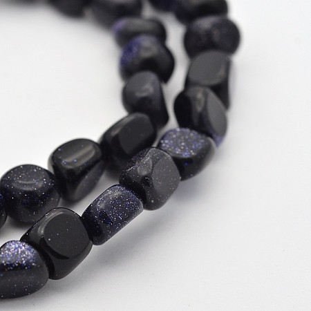 Honeyhandy Synthetic Blue Goldstone Bead Strands, Tumbled Stone, 5~7x5~7mm, Hole: 1mm, about 15.7 inch