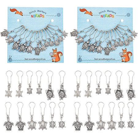 NBEADS 24 Pcs Turtle Stitch Markers, Alloy Tortoise Crochet Stitch Marker Charms Tibetan Style Stitch Marker Knitting DIY Gift for Knitting Sewing Accessories Quilting Jewelry Making