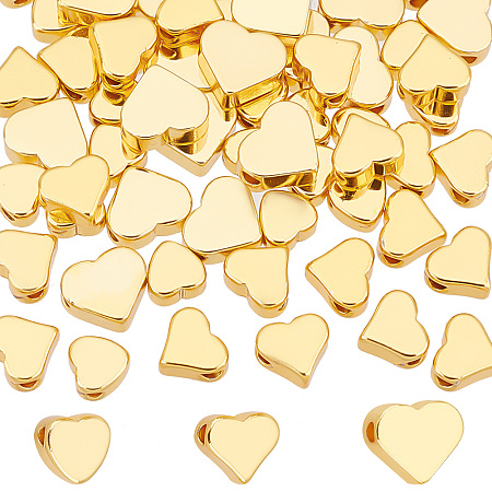 PandaHall Elite 60Pcs 3 Style Brass Beads, Heart, Golden, 5~7x5~6x2~3mm, Hole: 1.2~1.5mm, 20pcs/style