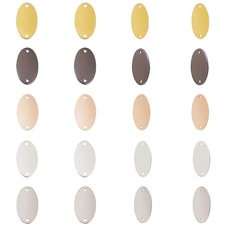 PandaHall Elite 50pcs 5 Colors Oval Brass Disc Stamping Blank Tag Connector for Bracelet Pendant Necklace Jewelry DIY Craft Making