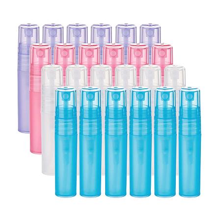 BENECREAT 24 Pack 5ml/0.17oz Mini Frosted Plastic Spray Bottle 4-Color Empty Perfume Sample Bottle for Fragrance, Essential Oil and Other Personal Beauty Product
