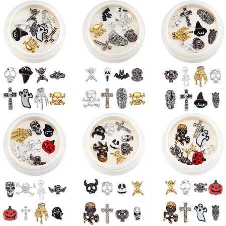 OLYCRAFT 6 Sets Halloween Themed Resin Fillers Alloy Resin Supplies Resin Accessories Resin Filling for Resin Jewelry Making DIY Making - Mixed Color