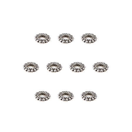 Tibetan Style Alloy Beads, Donut, Antique Silver, 8x2mm, Hole: 3mm, 200pcs/box