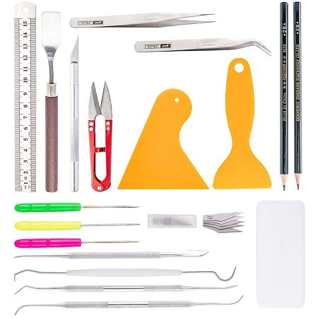 BENECREAT 18PCS Craft Vinyl Weeding Tools Stainless Steel Precision Craft Basic Set Craft Vinyl Tools for Silhouettes, Cameos, Lettering, HTV