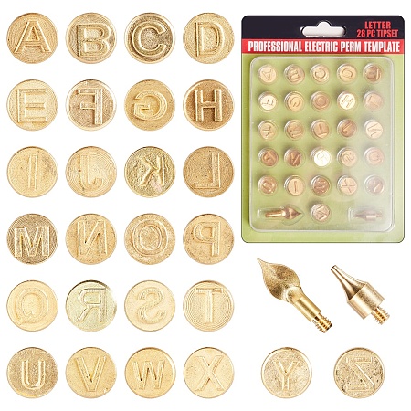 Arricraft Wood Burning Accessories Set, with Carving Iron Tips, for Engraving Molds, Embossing Tools and Carving Crafts, Matte Gold Color, 11.5x8.5mm
