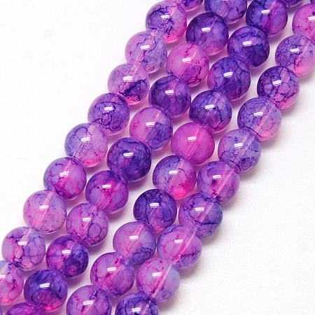 Nbeads Baking Painted Glass Beads Strands, Imitation Opalite, Round, MediumOrchid, 6mm, Hole: 1.3~1.6mm; about 133pcs/strand, 31.4