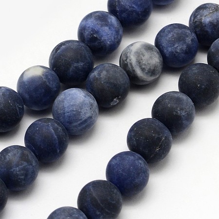 ARRICRAFT Natural Sodalite Beads Strands, Frosted, Round, 8mm, Hole: 1mm, about 48pcs/strand, 15.1 inches
