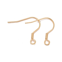 UNICRAFTALE 200pcs Stainless Steel Earring Hooks Golden Ear Wire Metal Earwire with Coil for Jewelry Making 16.5~17.5x17~20mm, Hole 2mm