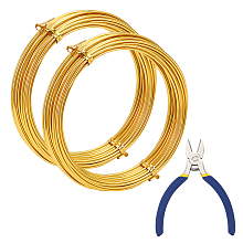 DIY Wire Wrapped Jewelry Kits, with Aluminum Wire and Iron Side-Cutting Pliers, Gold, 15 Gauge, 1.5mm; 10m/roll, 2rolls/set